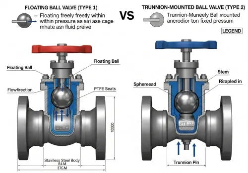 difference between floating ball valve and trunnion valve,floating vs trunnion ball valve,trunnion mounted ball valve,floating ball valve working principle,pipeline valve selection