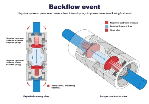 ¿Qué es una válvula de retención dual,válvula de retención dual vs RPZ,dispositivo de prevención de reflujo,instalación de válvula de retención,conjunto de válvula de retención doble